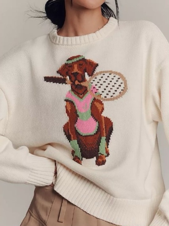 Anthropologie Sweaters - NWT Anthropologie Porridge Jolene Tennis Dog Sample Sweater RARE